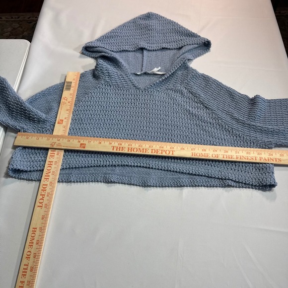 Boho Coquette Women XS Kimchi Blue Waffle Knit Cropped Hoodie Periwinkle Blue - Picture 6 of 7